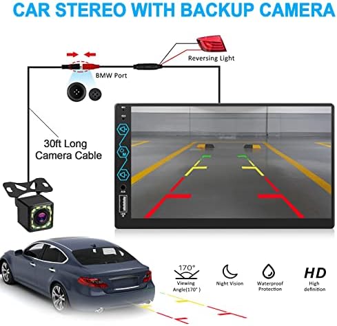 מערכת סטריאו מכונית כפולה של 7 אינץ 'תואמת למשחק של Apple Car ו- Android Auto, רדיו לרכב מסך מגע