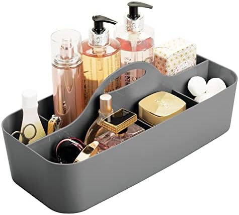 מארגן אחסון אמבטיה מפלסטיק של MDESING TOTE CADDY - סל סל מחולק עם ידית למקלחת, חדר מעונות - מחזיק