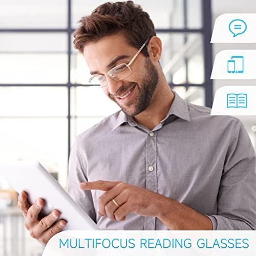 פרימיום 2 חבילה עמיד מתקדם מולטיפוקוס קריאת משקפיים לגברים כחול אור חסימת מחשב קורא אנטי לחץ בעיניים