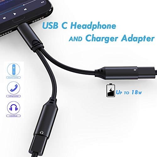 AD ADTRIP USB C SPLITTER, USB C אוזניות ומתאם מטען סוג C Splitter AUDIO AUDIO ומתאם טעינה תואם