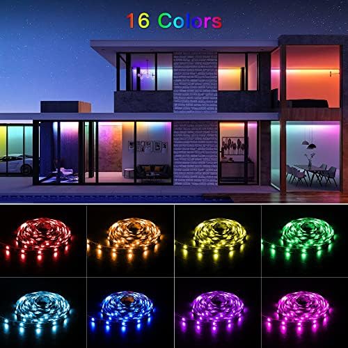 אורות רצועת LED של DancingBoar, 16.4ft/5m 5050 RGB צבע שינוי תאורה אחורית טלוויזיה LED עם שלט רחוק, 16 צבעים