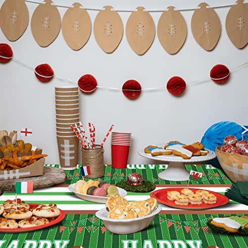 מפת שולחן יום הולדת כדורגל 3 יחידות אספקת קישוטי מסיבת יום הולדת כדורגל חד פעמי כיסוי שולחן פלסטיק