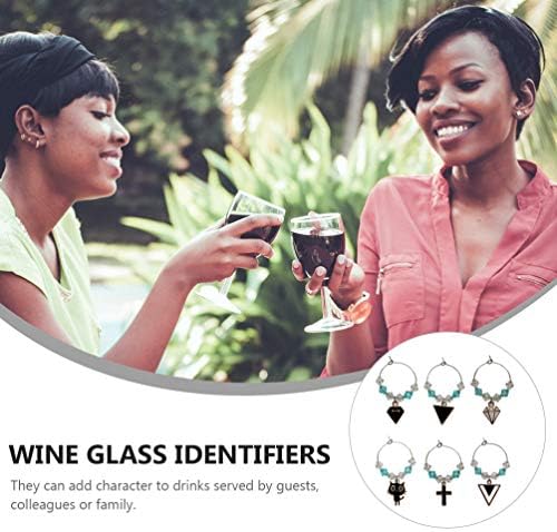 זכוכית כוסות 6 יחידות חרוזים יין זכוכית קסמי מערבולת זכוכית סמני תגיות שמפניה קוקטייל לשתות סמני טבעות יין