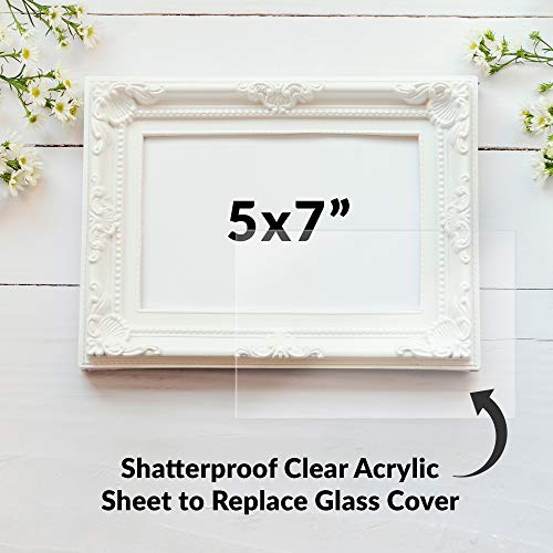 Simbalux Acrylic Shee גיליון ברור פרספקס 5 x 7 0.04 חבילה עבה של 5 לוח זכוכית פלסטיק פלסטיק עם נייר מגן להחלפת