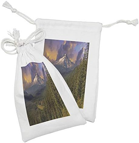 סט כיס בדים אורגון לונאנג 'של 2, הר הוד טבע מלכותי טבע נושאים צילום פסטורלי אידילי בעונת הקיץ, תיק משיכה קטן