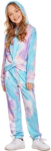 HOPEAC 2 חתיכות בנות עניבה בגדים צבעוניים סט טוויסט חמוד צמרות קדמיות קפוצ'ונים קפוצ'ונים מכנסי טרניקה