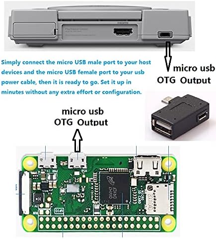 מתאם Oassuose Micro USB OTG מתאם 90 מעלות זווית לזרמת מקל טלוויזיה, PlayStaion Classic, Raspberry Pi Zero, טלפון