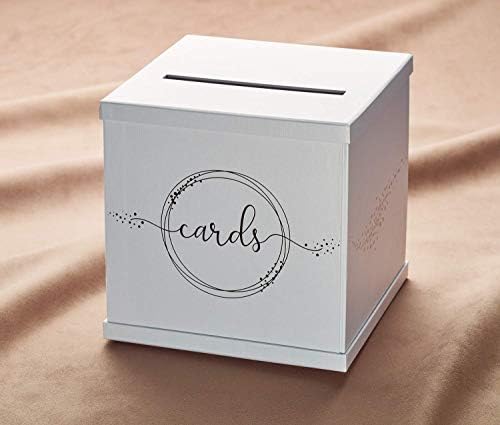 היילי שרי - קופסת כרטיס מתנה לבנה עם עיצוב נייר כסף שחור - גימור מרקם - גודל גדול 10 x 10 - לקבלת קבלות פנים