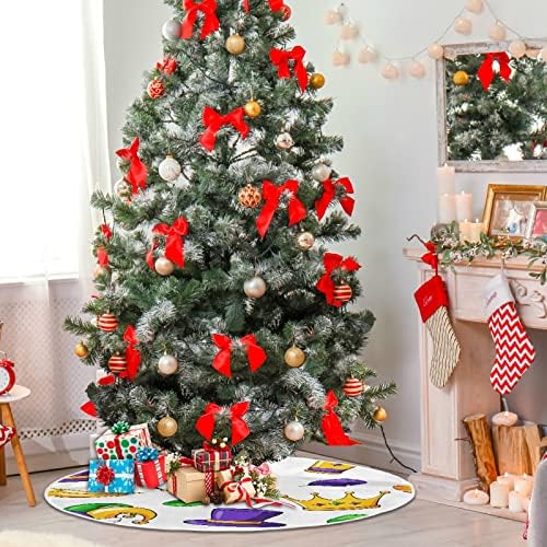 מרדי גרא כובע ליצן חצאית עץ חג המולד 36 אינץ 'תפאורה ביתית לחצאית עץ חג המולד מחצלת קישוטים לעץ חג המולד