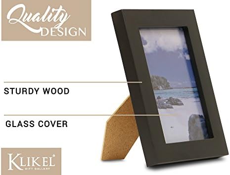 Klikel 4x5 מסגרת תמונה שחורה - 5x4 מסגרת צילום מעץ - עשויה מעץ אמיתי עם הגנת צילום זכוכית - מוכנה