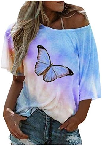 חולצות לנשים קיץ 2023 צוואר מרובע חולצות כושר רופף טרנדי מזדמן מודפס שרוול קצר לנשימה