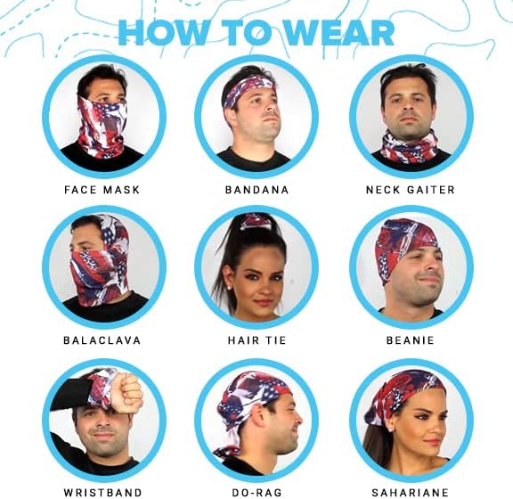 5 מארז מגן פנים תכליתי מגן צוואר גייטר אלסטי פנים מסכת פטריוטי עיצוב עבור גברים ונשים