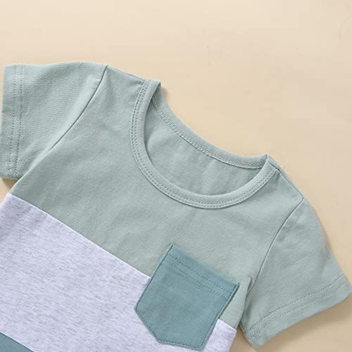 פעוטות תינוקות תינוקות קיץ בגדים עם שרוול קצר בלוק חולצת חולצת טריקו + מכנסיים קצרים מוצקים