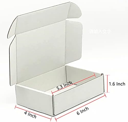 קופסאות משלוח קטנות 6 על 4 על 1.6 אינץ', קופסת קרטון גלי לבנה 50 מארז