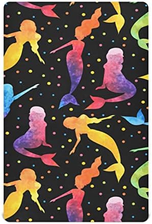 Alaza Rainbow Merkaid Polka Dot See גיליונות עריסה מצוידים בסדין בסינט לבנים פעוטות תינוקות, גודל סטנדרטי