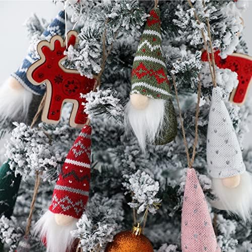 Argodaze עץ חג המולד בעבודת יד קישוטי גמדים תלויים סט של 10, גנום שוודי סקנדינבי עיצוב חג קטיפה
