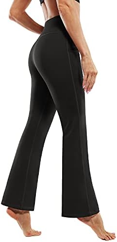 מכנסי יוגה של Bootcut ProMoving לנשים מכנסי שמלת מותניים גבוהים מתלקחים קפרי חותלות קפיציות אימון