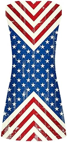 4 ביולי שמלת נשים ללא שרוולים צווארון עגול מיני קצר שמלות קיץ חלול החוצה אמריקאי דגל עצמאות יום שמלה