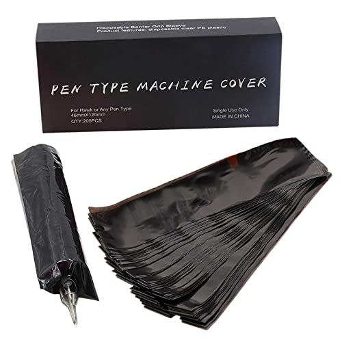 200 יחידות ברור עט מכסה, יוגי מכונת עט שרוולים חד פעמי מסנן עט סוג תיק פלסטיק מכסה נגד אבק