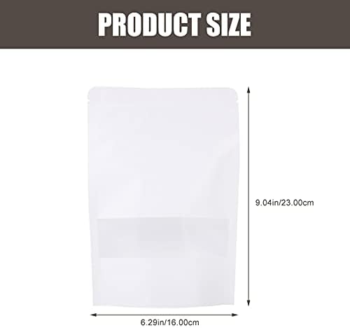 חום נייר הצהריים שקיות 20 יחידות קראפט נייר שקיות עם חלון לקום שקיות ניתן לאטימה חוזרת אחסון שקיות מזון אחסון