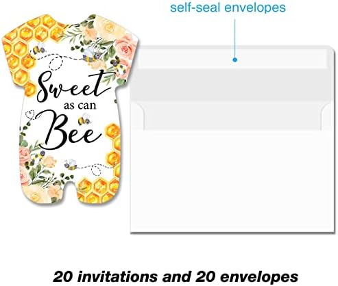 הזמנה למקלחת לתינוקות פרחונית עם מעטפות סט של 20 מתוק כמו הזמנות בצורת דבורים גם מלאות את המסיבה הריקה מזמנות