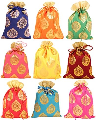 אבן בוחן מדהים הודי מסורתי גדול שרוך שקיות שקיות פוטלי עבור מתנת חתונה תכשיטי אריזה כלה המפלגה טובות