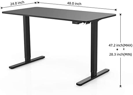 פיאר שולחן מעמד חשמלי שולחן מתכוונן לגובה, 48 על 24 אינץ ' שולחן מחשב לתחנת עבודה שולחן משרדי ביתי לשבת שולחן