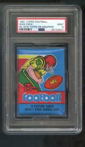 1981 כרטיס כדורגל של טופפס, חבילת שעווה לא נפתחת 1979 עטיפה PSA 9 ג'ו מונטנה מדורגת - חבילות שעוות