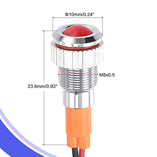 מחוון Meccanixity LED LED 9-24V 8 ממ M8 PANEL MONT METLET METAL MALIN LAMER TIRING TIGHT 130 ממ חוט עם טבעת O,