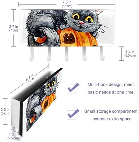 מארגן מדפי דלעת חתולים עם 5 ווים מדף מדף מטבח קיר מדף אחסון רב -פונקציונלי