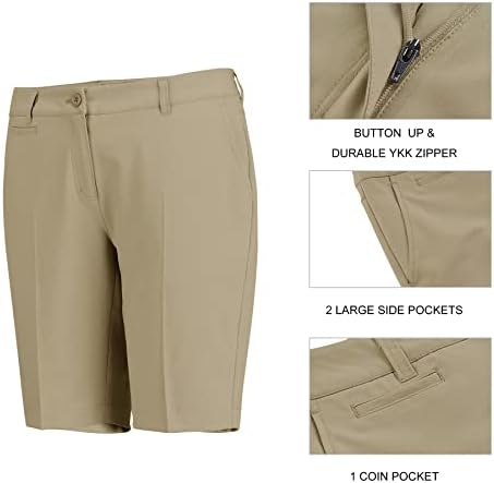 LESMART נשים מכנסיים קצרים גולף קלים משקל קל משקל רגוע בכושר ברך אורך ברמודה מכנסיים קצרים