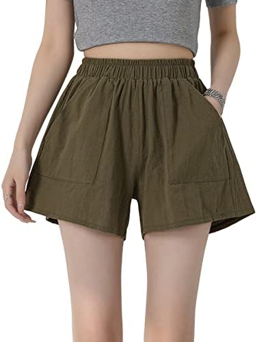 מכנסיים קצרים של חוף Lcziwo לנשים מכנסי הסוואה חמודים של קיץ מזדמן מותניים אלסטיים מכנסיים