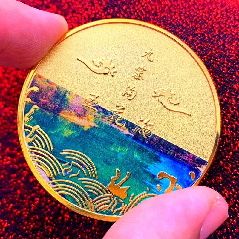 סין תיירות אטרקציה סצ 'ואן ג' יוז 'איגו זהב מצופה מדליון קסם ג' יוז ' אי זהב מטבע 45 ממ מטבע הנצחה מטבע