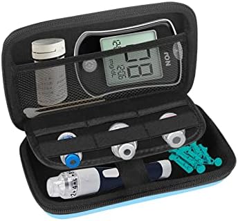 מגן קטן מגן מעט מעטפת סוכרת סוכרת בדיקת בדיקת ציוד ערכת ערכת מארגן תיק למד גלוקוז/רצועות בדיקה/מכשיר רכיבה/מנקרות/מערכת