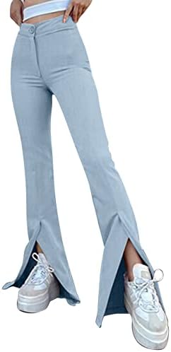 מכנסיים לבעיטת אופנה של נשים קפלים מכנסיים פלוס טמפרמנט גודל פיצול מכנסי טרנינג רגל אישיות אישיות בצבע