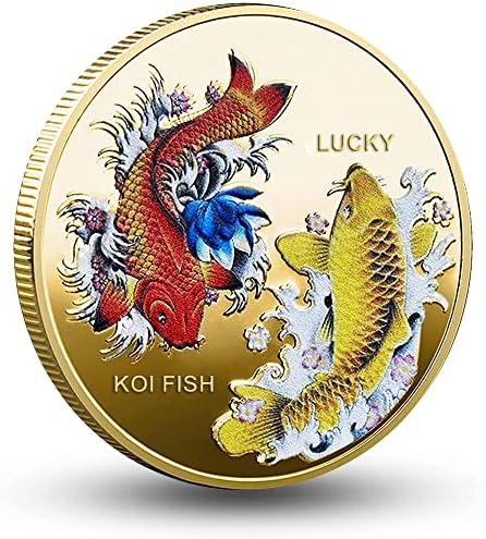 מזנק מטבע מזל דגים צבעוני עם סמלים מיסטיים, וכתובת בהצלחה - כלי מגרד לגרטיסי הגרלה - מזל טוב מטבע אתגר