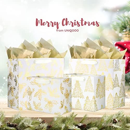 יוניקו 12 יחידות מגוון שקיות מתנה לחג המולד זהב מתכתי בתפזורת, גודל ליטר 12.5 מ '9, שקיות אריזת
