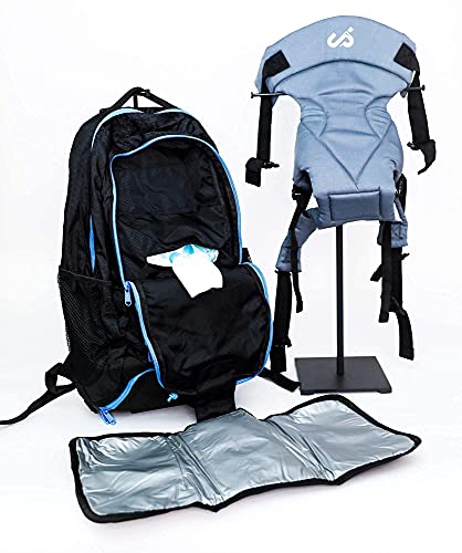 JP Copilot Carrierpak-3-in-1 מנשא לתינוקות, תיק חיתולים ותרמיל, כחול ושחור