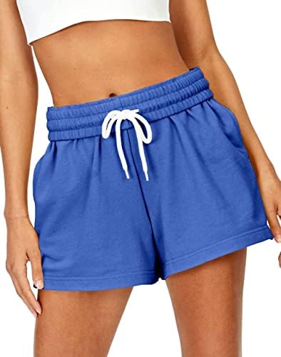 מכנסי זיעה של Ezyymall נשים טרקלין בקיץ מזדמן נוח אתלטי מכנסיים קצרים מותניים קצרים המריצים מכנסיים אתלטים עם