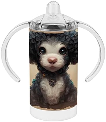 חמוד פודל ציור כוס קש-בעלי החיים הדפסת תינוק קש כוס-כלב עיצוב קש כוס