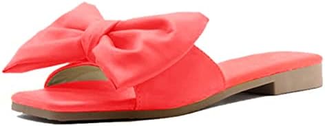RBCULF נשים נעלי בית קשת 2023 נעלי בית שטוחות בקיץ סנדלים מזדמנים של חוף פתיחה בוהן פתוחה להחליק על שקופית