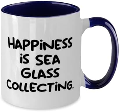 זכוכית ים מהנה אוספת ספל שני טון 11 oz, אושר הוא, מתנות לחברים, נוכחים מחברים, כוס לאיסוף זכוכית ים,
