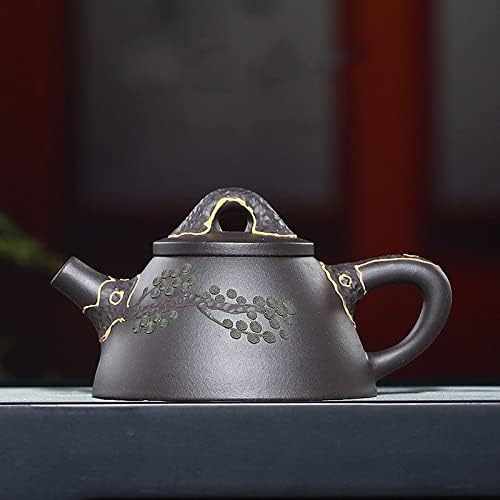 קומקום חימר סגול של Wionc, זישה, בעבודת יד, סט תה, שתיית תה, בוץ Huanglongshan, סקופ טורקיז בוץ שחור