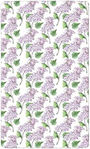 Lilac עם נושא מיני מיני מיני מצויד, גיליונות עריסה מיני ניידים גיליונות מזרן פעוטות רכים גיליונות