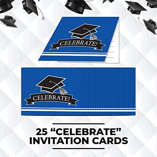 המרה יצירתית 25 ספירה כחולה חוגגת! הזמנות למסיבות ו -25 כרטיסי תודה - ציוד סיום לשיעור של 2022 אספקת בתפזורת