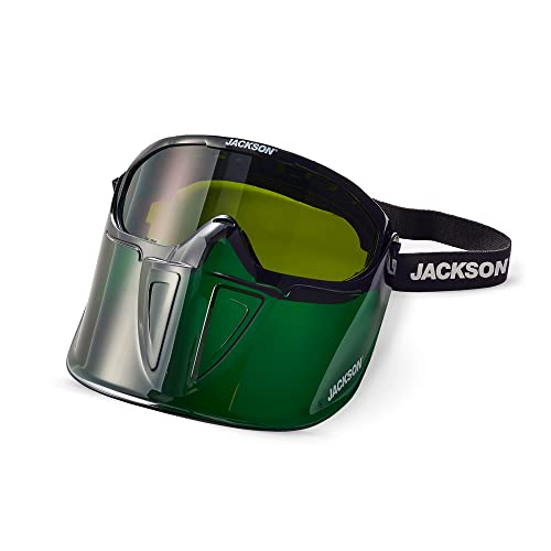 Jackson Safety GPL550 Premium Goggle עם מגן פנים נוגד, ציפוי נגד ערפל, צל 5 עדשת IR, ירוק, 21002