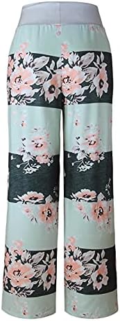מכנסי פיג'מה נוחים של נשים MGBD פרחים מודפסים מוטות פלאצו רגל רחבה מכנסי יוגה
