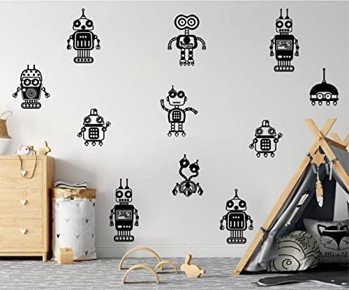 8 רובוטים קיר מדבקות לילדים חדר בני שינה דקור גיאומטרי קיר מדבקות תינוק חדר מדבקות ציורי קיר 675