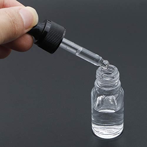 קסל 8 מארז-בקבוקי זכוכית לשמנים אתריים, בקבוק שקוף / שקוף ריק למילוי חוזר 10 מיליליטר עם טפטפת זכוכית וכובע שחור