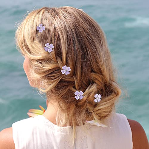 20 יחידות מיני סגול פרח שיער קליפים עם ריינסטון חמוד שיער סיכות דקורטיבי שיער קליפים חתונה שיער סיכות